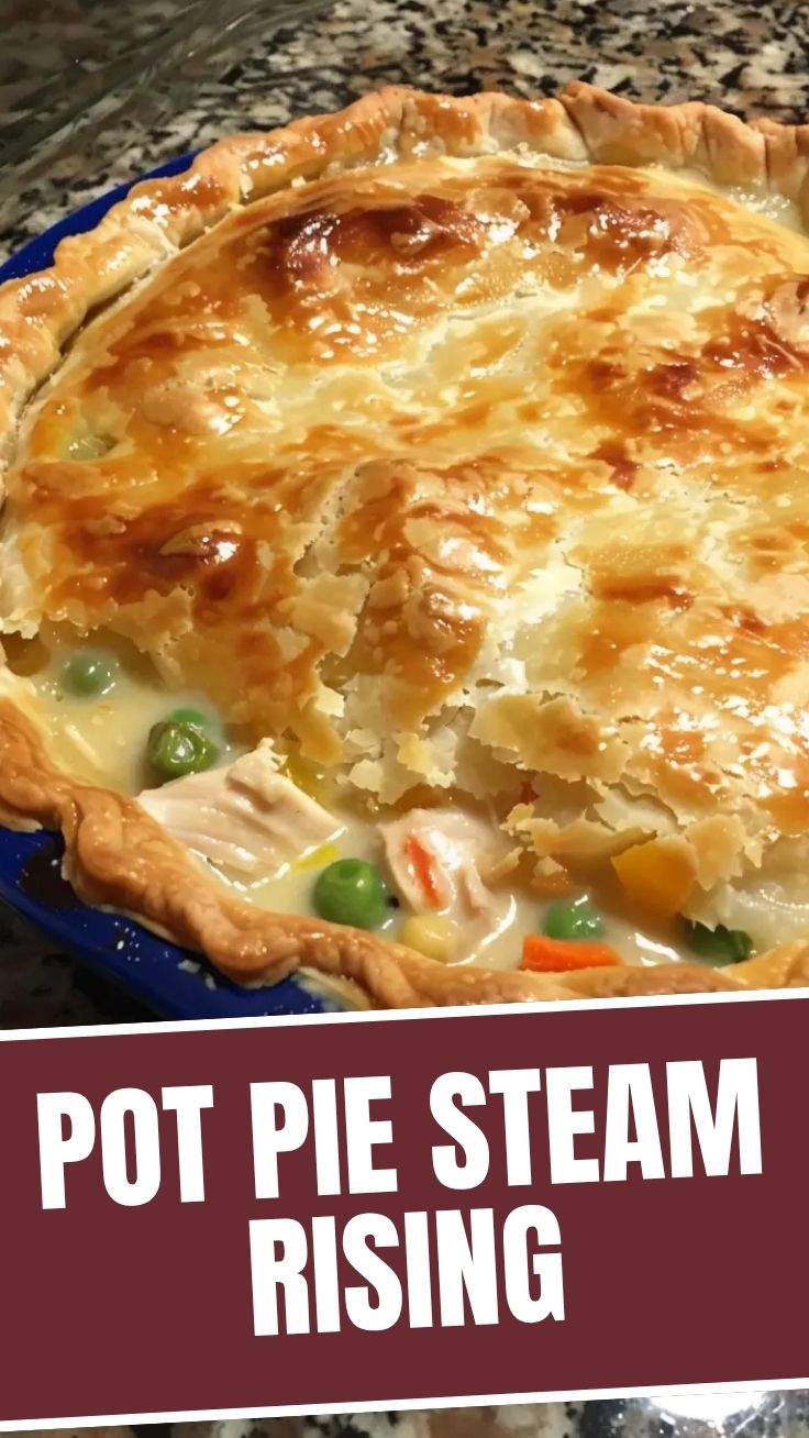 A golden-crusted chicken pot pie fresh from the oven