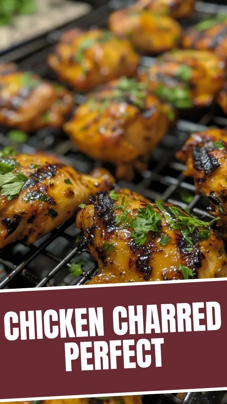 A perfectly cooked grilled chicken, showing char marks and juicy texture