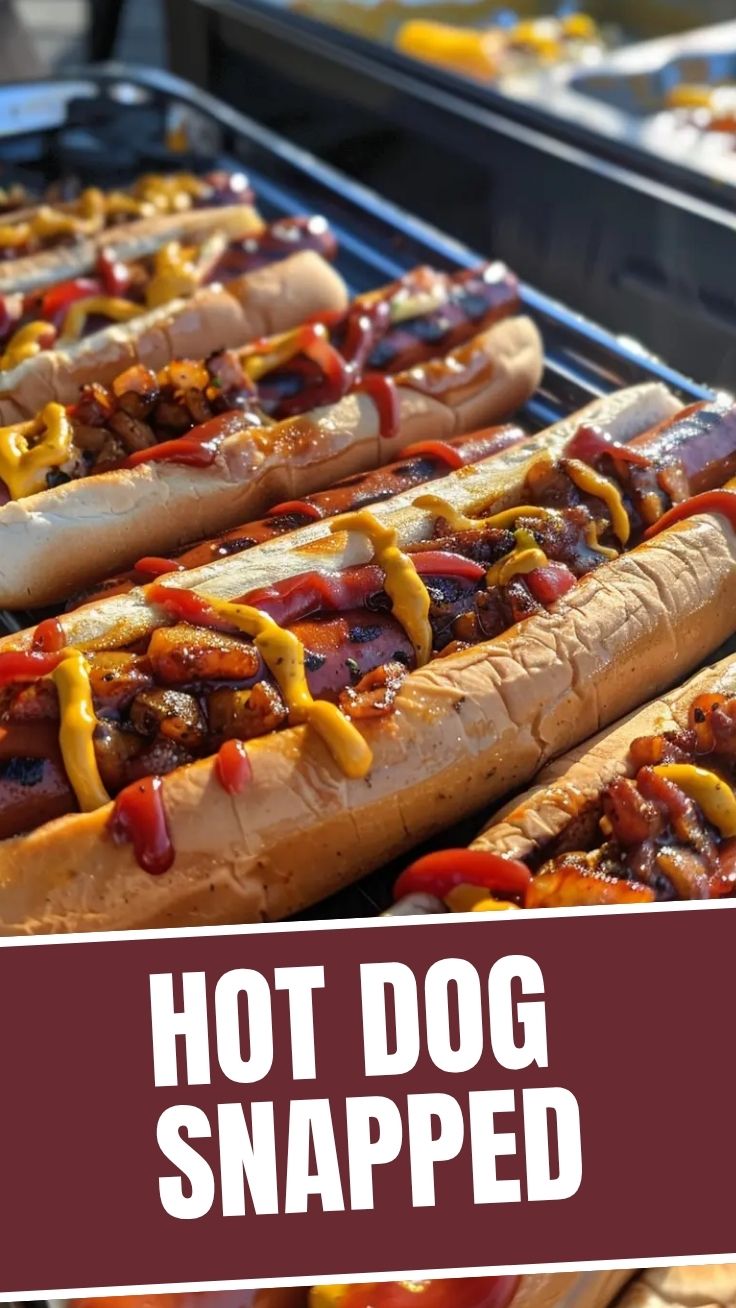 A perfectly grilled hot dog in a soft bun with classic toppings.
