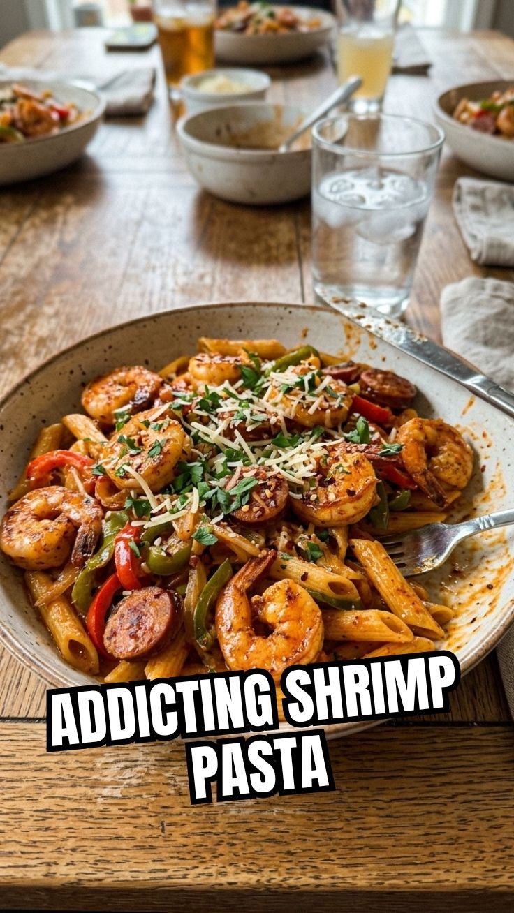 Cajun Shrimp Pasta in a creamy cajun alfredo sauce