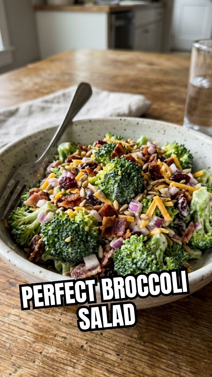 Classic broccoli salad with bacon and creamy dressing