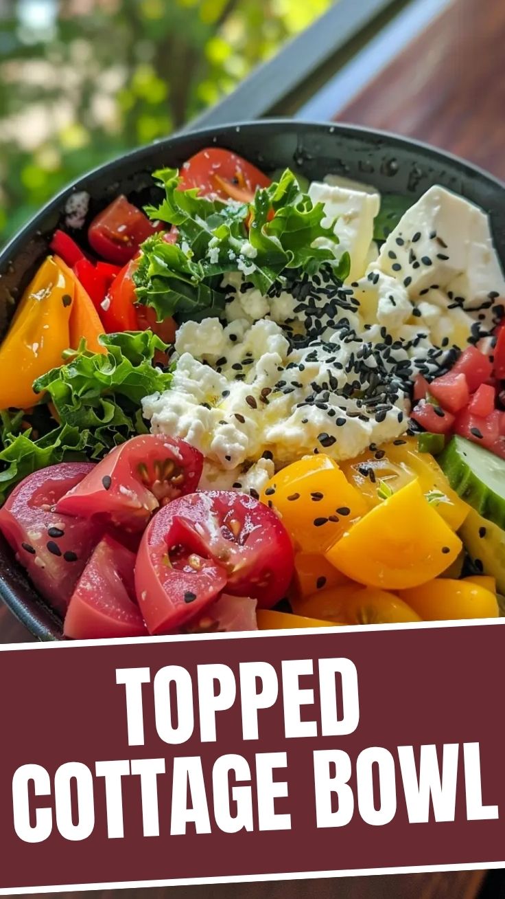 A high protein cottage cheese bowl topped with various fresh fruits and nuts.