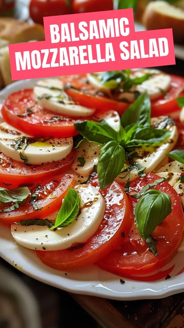 A vibrant Caprese salad featuring fresh mozzarella, ripe tomatoes, and basil leaves
