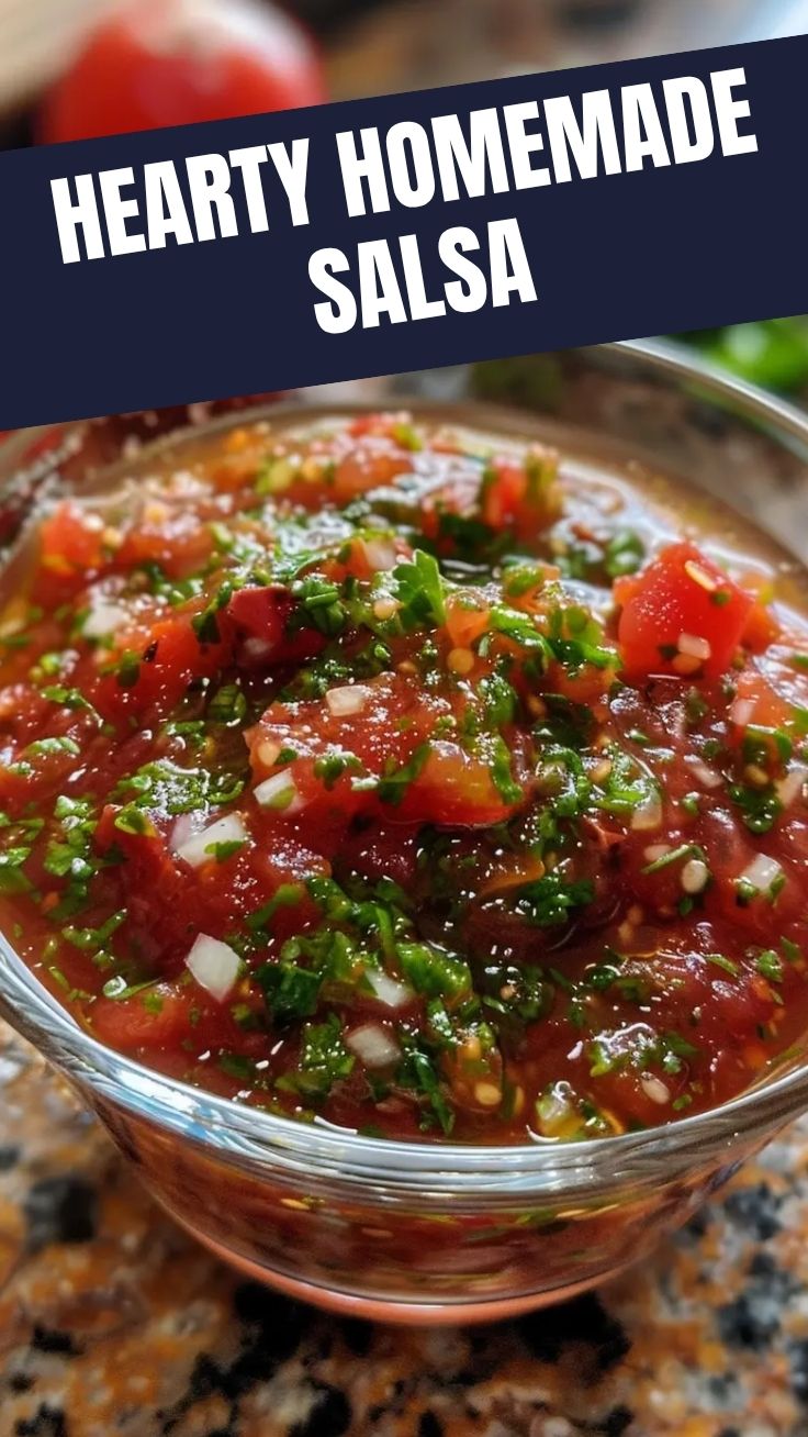 Homemade salsa fresh tomatoes on a rustic wooden table