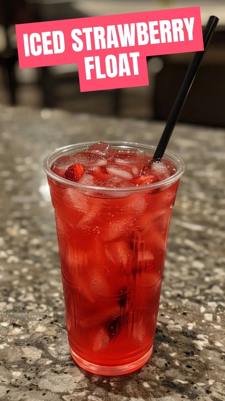 A vibrant red drink, Juneteenth Strawberry Soda, served in a glass