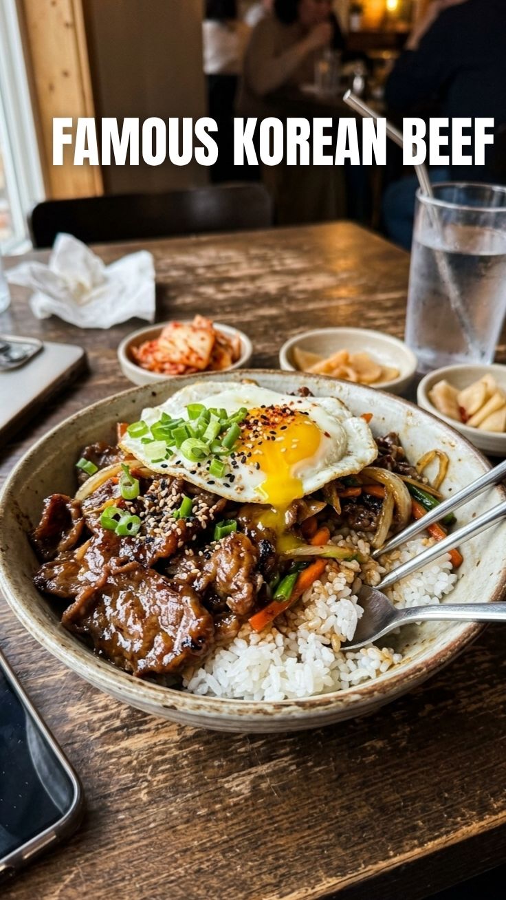 Korean Ground Beef Bowl with vibrant toppings