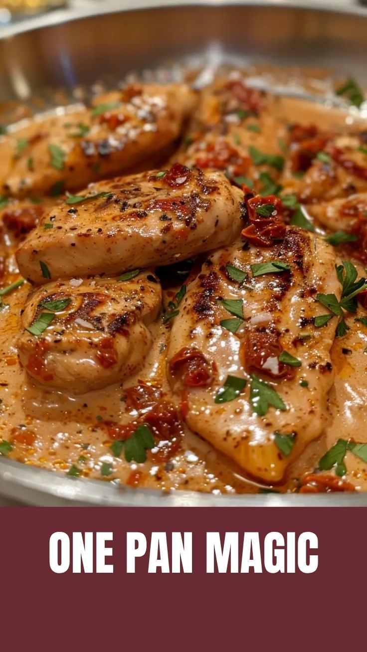A delicious plate of Marry Me Chicken, rich with cream sauce.