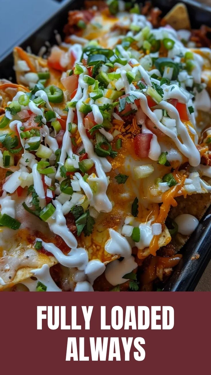 A vibrant plate of nachos topped with melted cheese, jalapeños, and salsa.