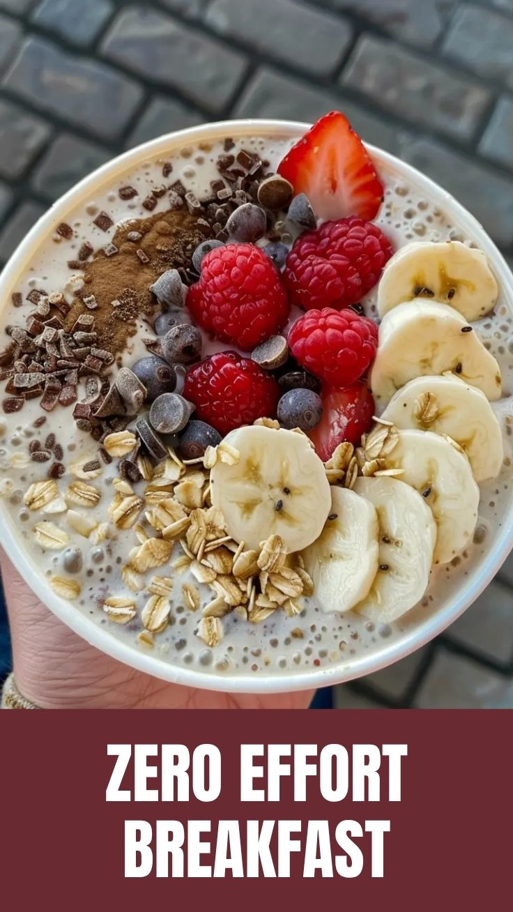 A jar of delicious overnight oats prepared for breakfast