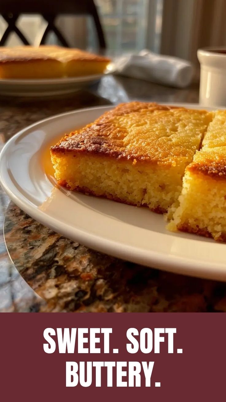 A freshly baked loaf of golden cornbread on a cooling rack