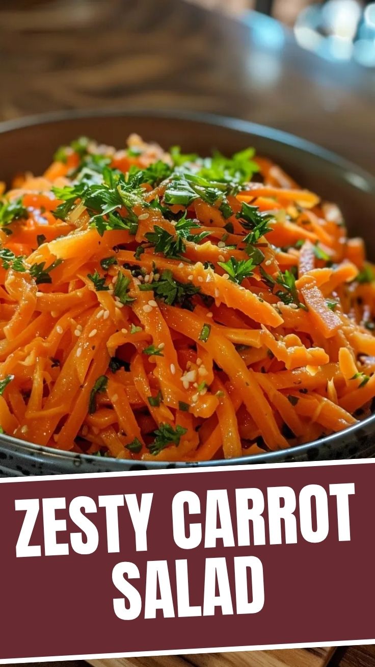 A vibrant bowl of the viral TikTok carrot salad, featuring shredded carrots and fresh herbs.