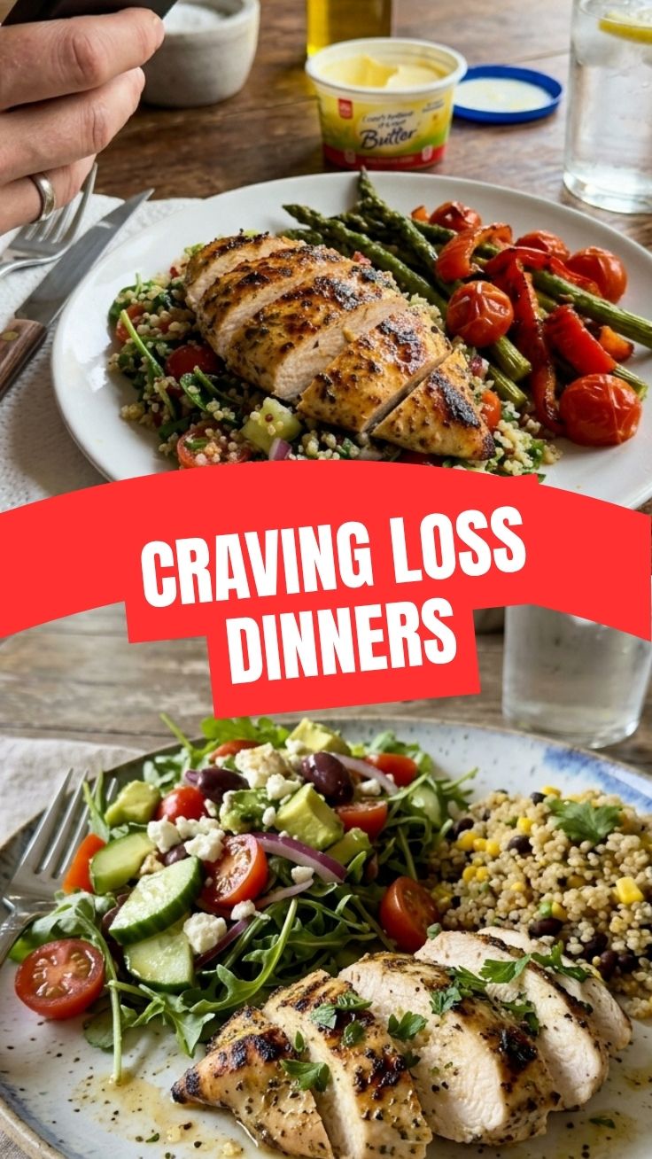 Grilled chicken and quinoa salad on a summer plate