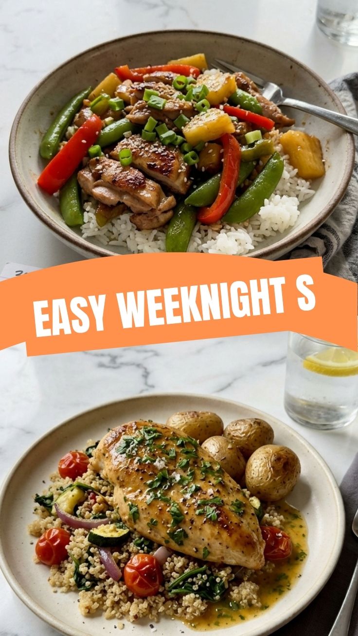 A vibrant plate showcasing 30-minute weeknight dinners, ready to serve.