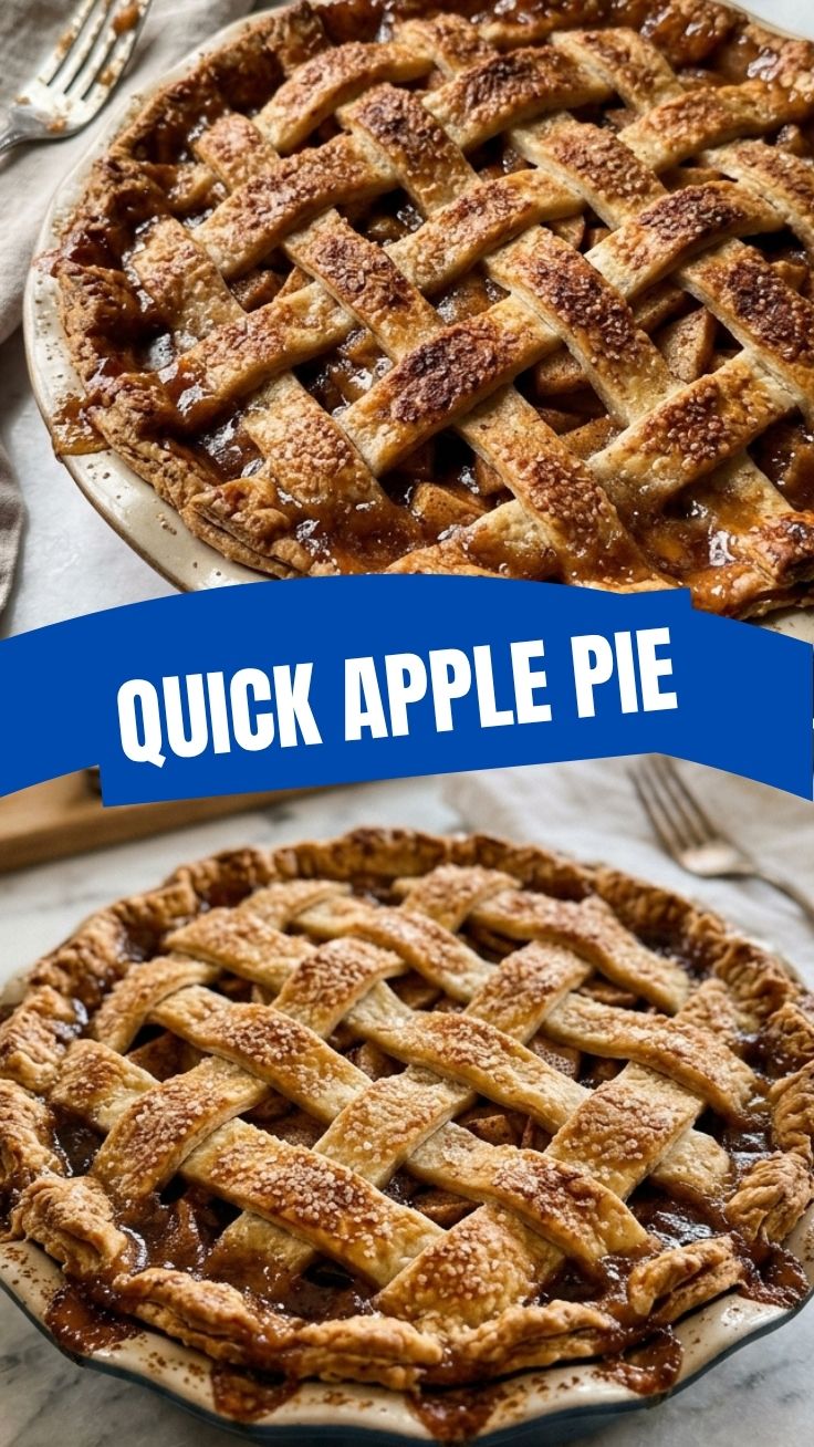 A perfectly baked apple pie with a golden, flaky crust on a cooling rack.