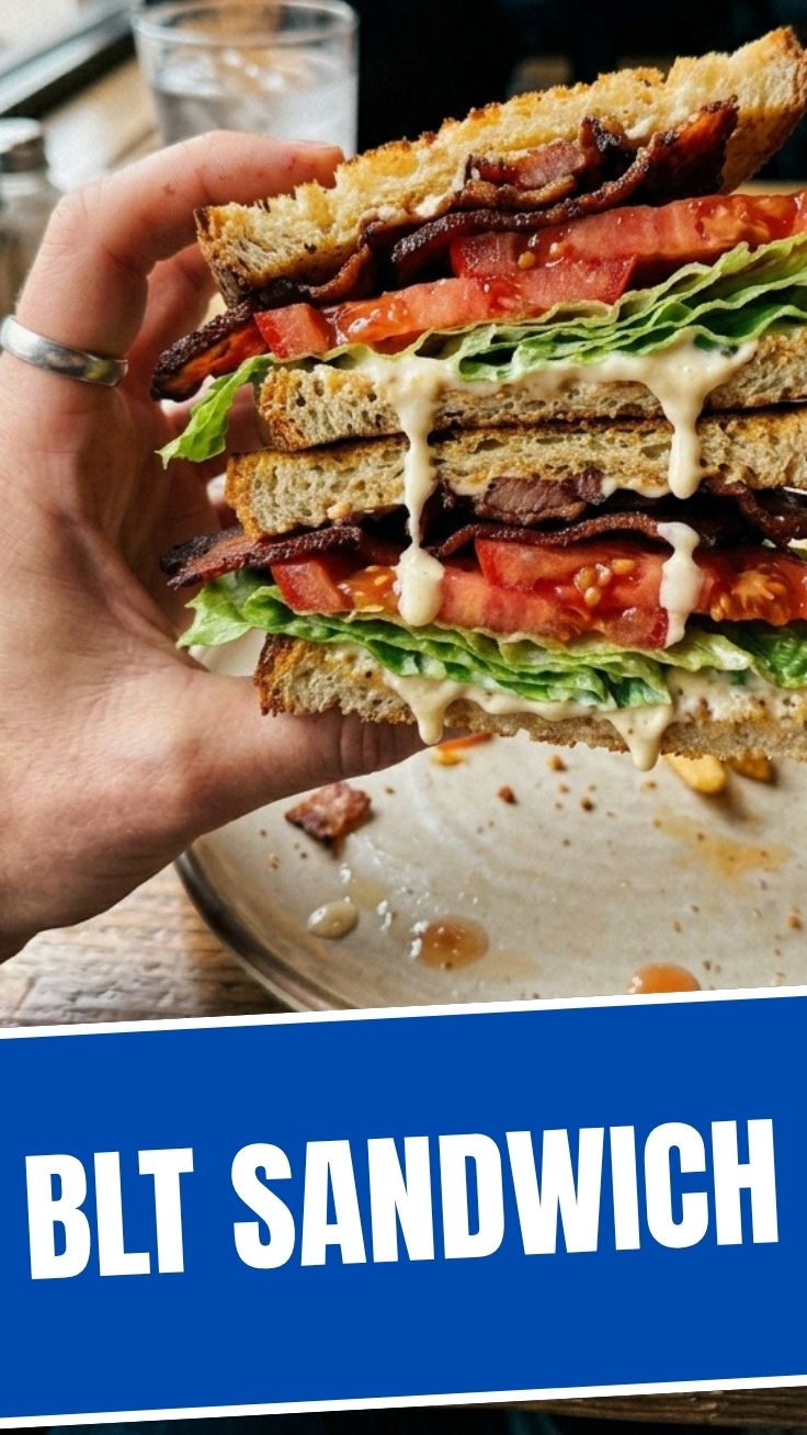Fresh BLT sandwich with crispy bacon and juicy tomatoes