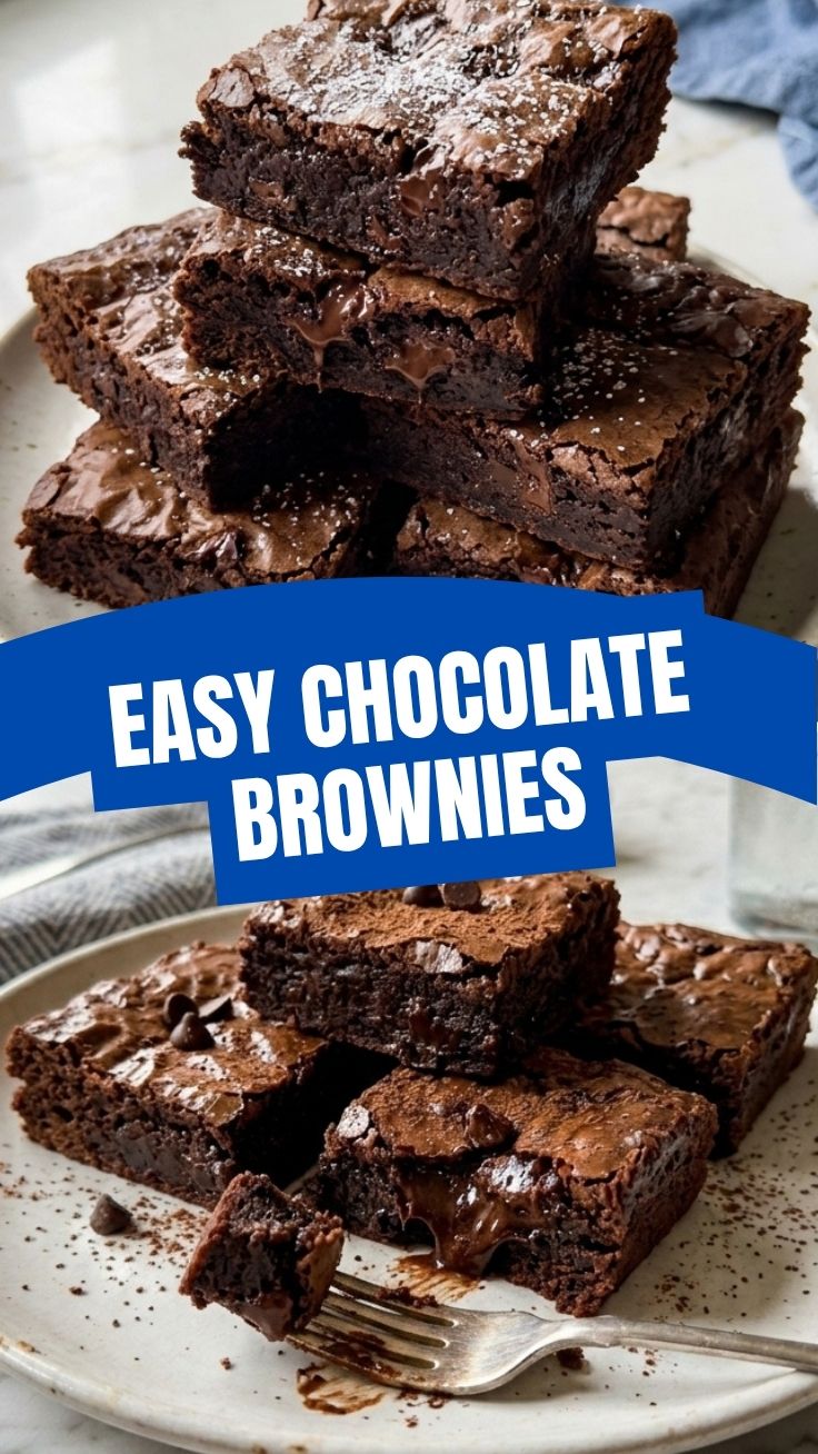 A tray of freshly baked, fudgy chocolate brownies cut into squares.