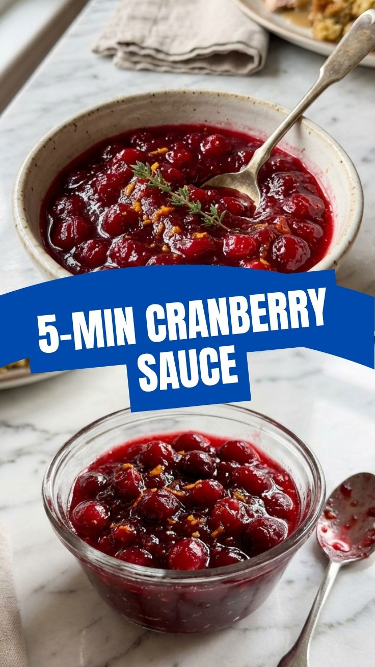 A bowl of homemade cranberry sauce, ready to serve