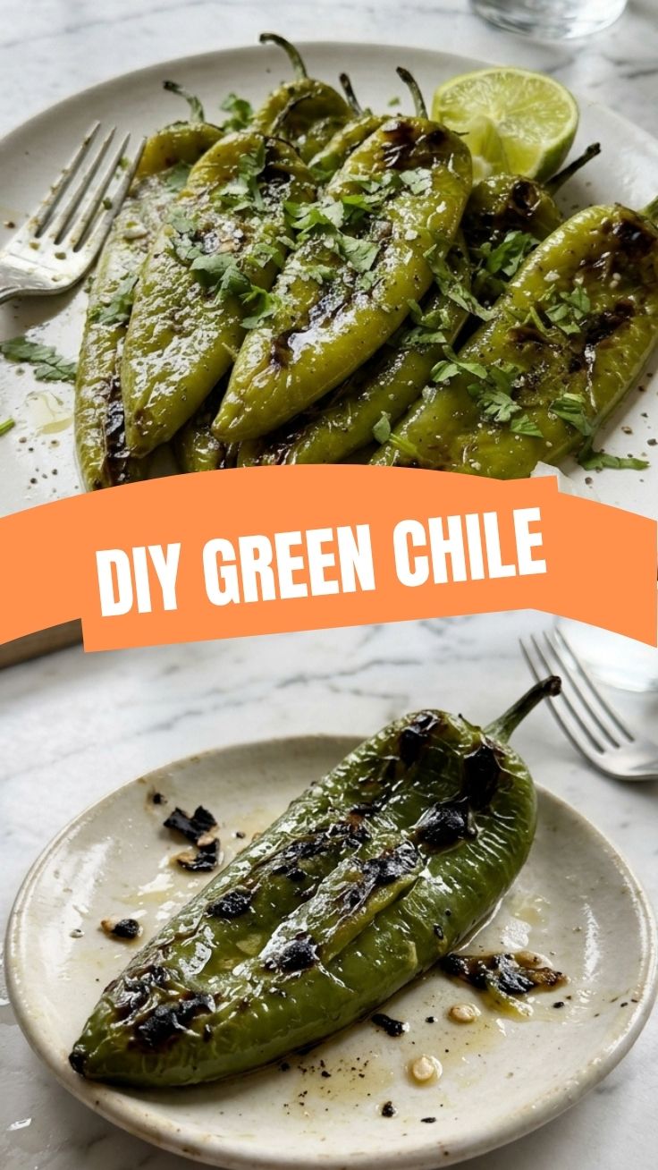 Pile of fresh Hatch Green Chiles for cooking