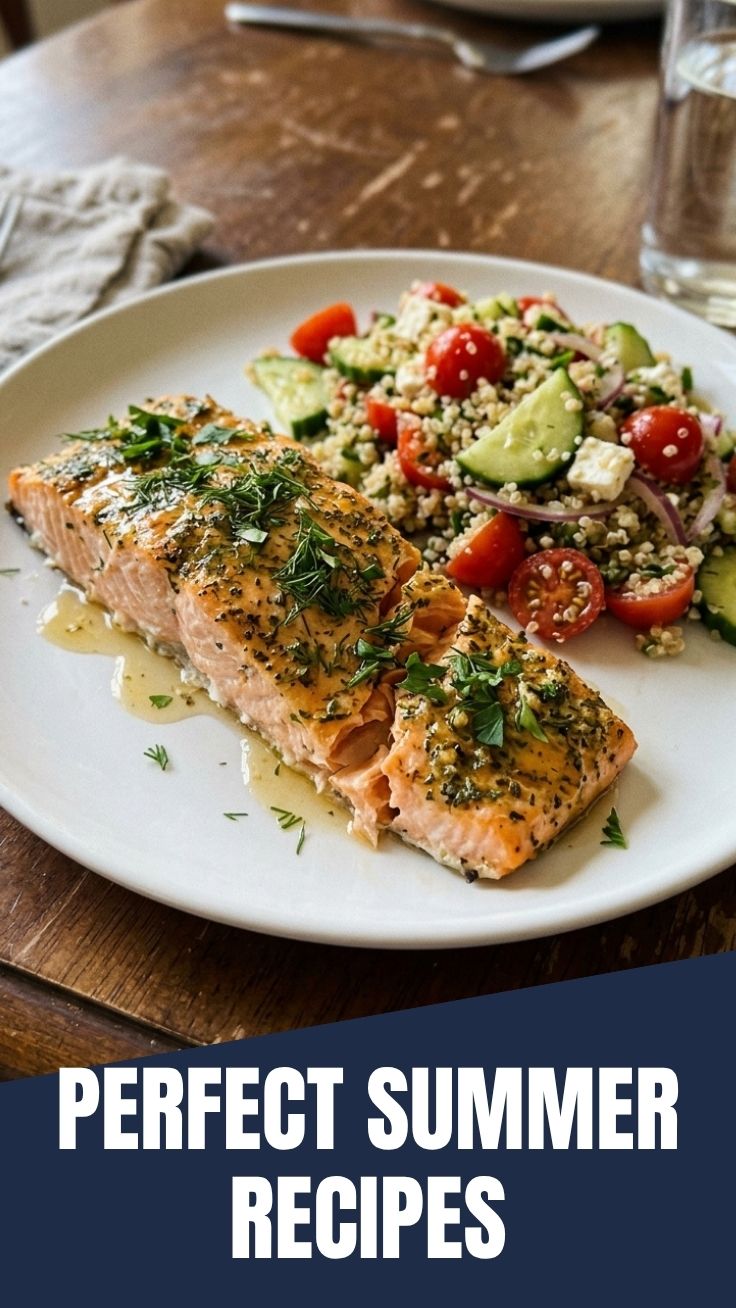 Healthy salmon summer delight salad