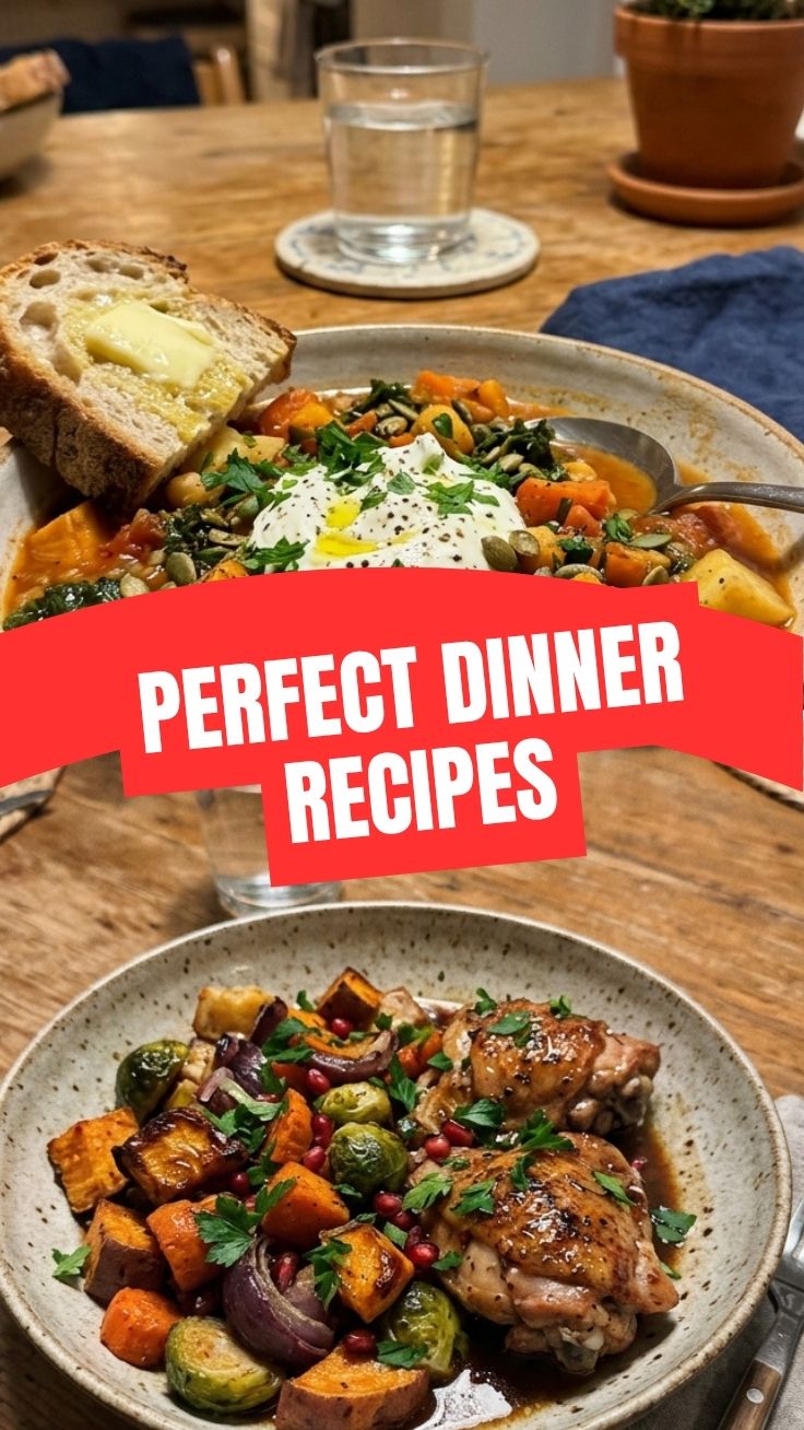 Roasted winter vegetable and chicken bowl