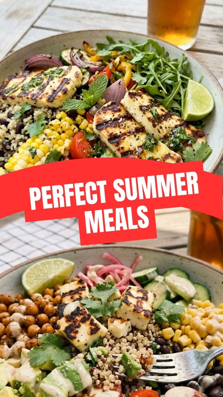 High protein vegetarian summer meals - Mediterranean chickpea orzo salad
