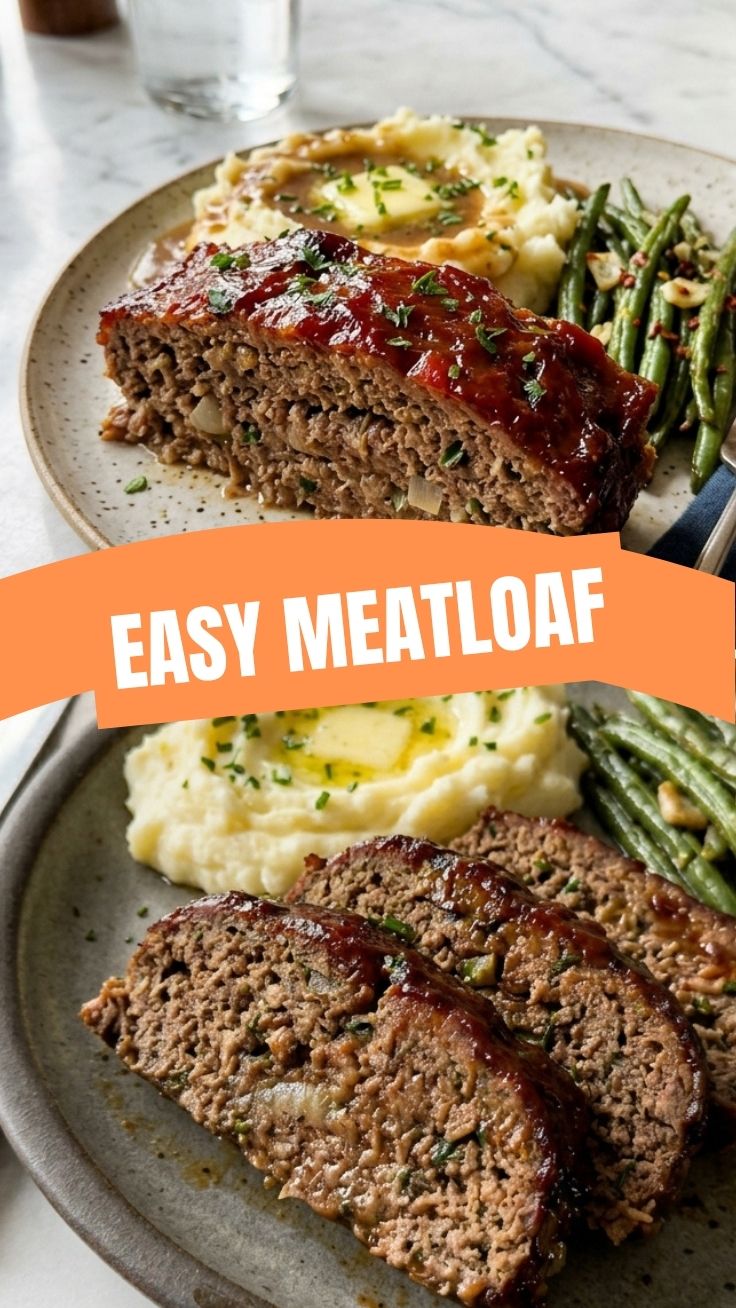 A freshly baked meatloaf, perfectly browned and glazed