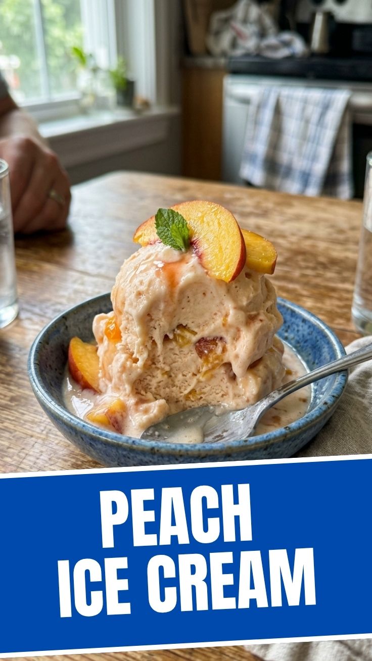 Peach ice cream scoop