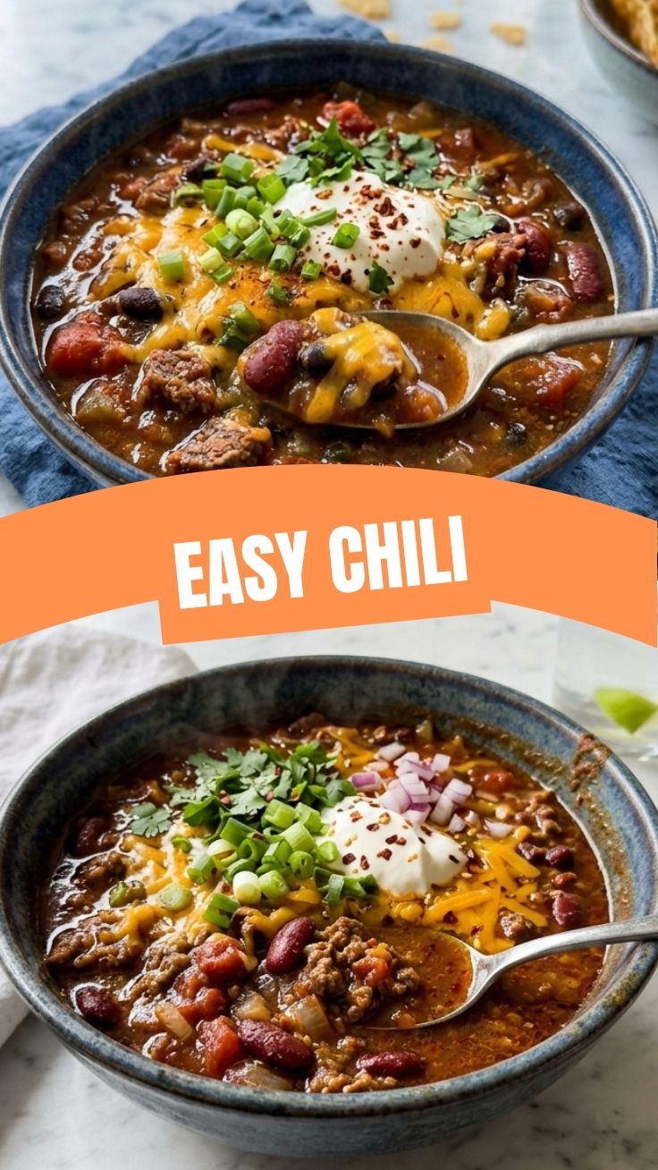 Spicy Texas Beef Chili simmering in a pot