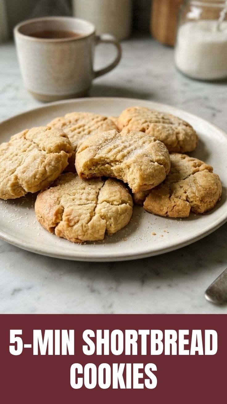 Buttery shortbread cookies cooling on a wire rack