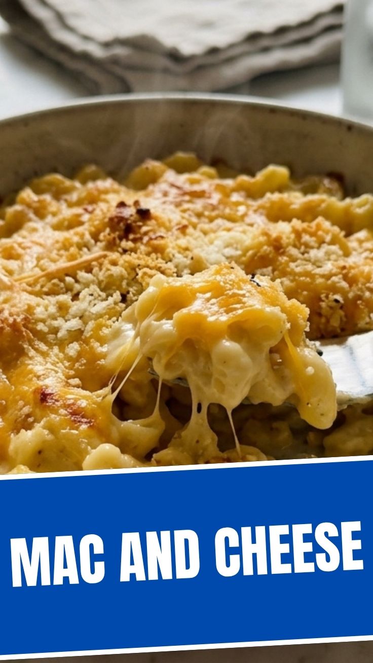 Creamy mac and cheese in a baking dish
