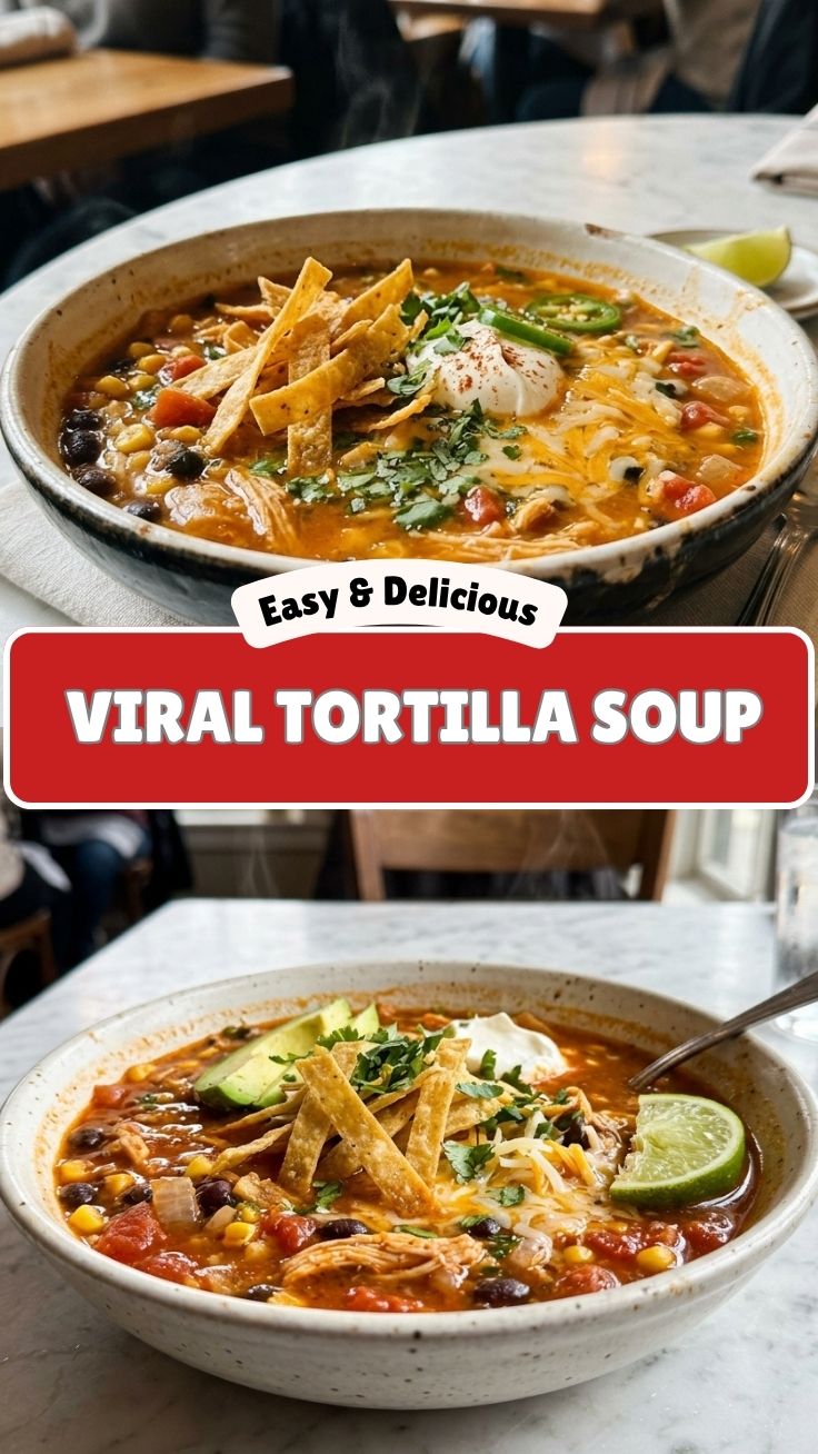 A steaming bowl of chicken tortilla soup garnished with avocado and cilantro.