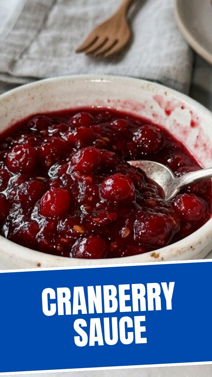 A vibrant bowl of homemade cranberry sauce, rich in color and texture
