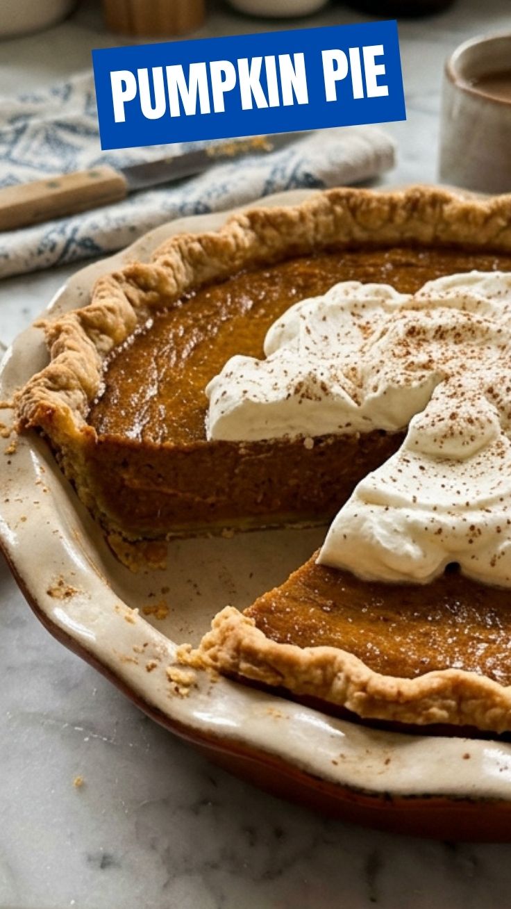 Delicious pumpkin pie with golden crust
