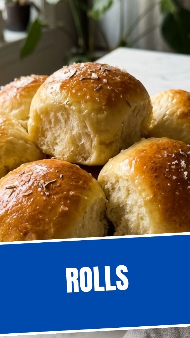 Golden baked dinner rolls brushed with butter in a cast iron skillet.