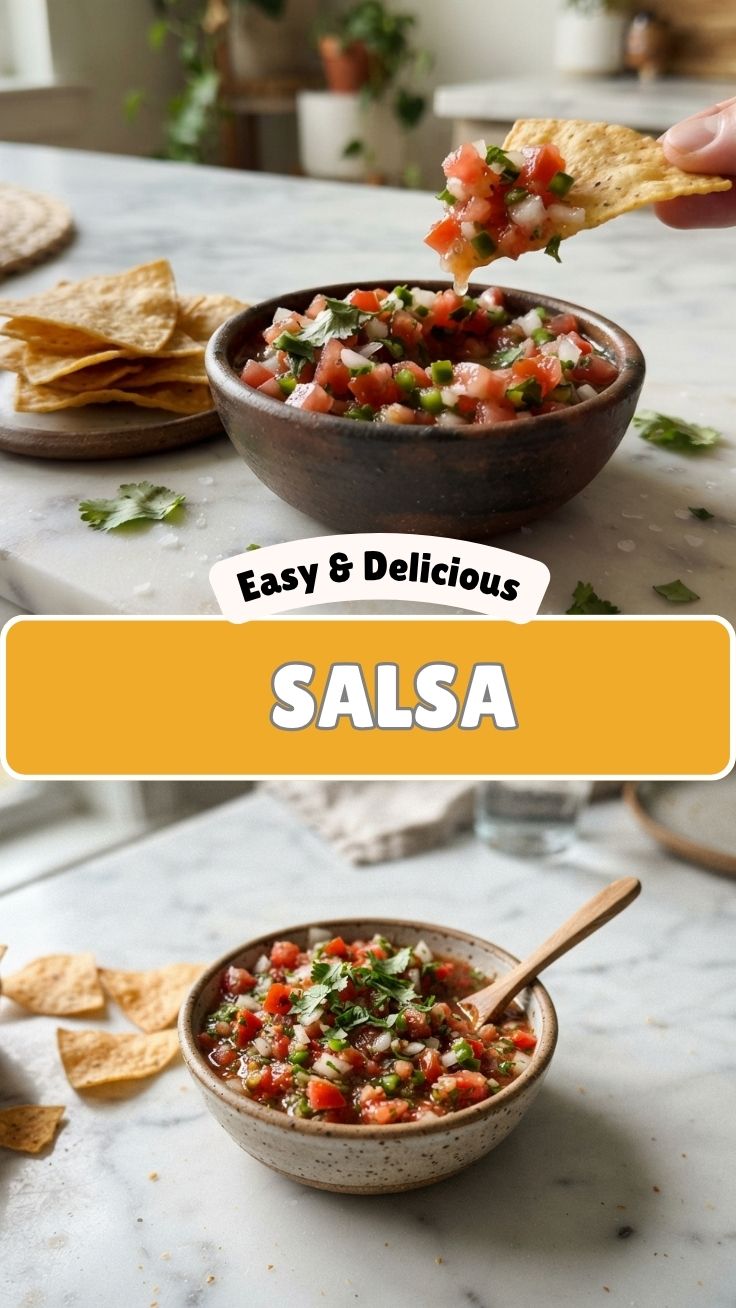Fresh homemade salsa in a bowl with tortilla chips