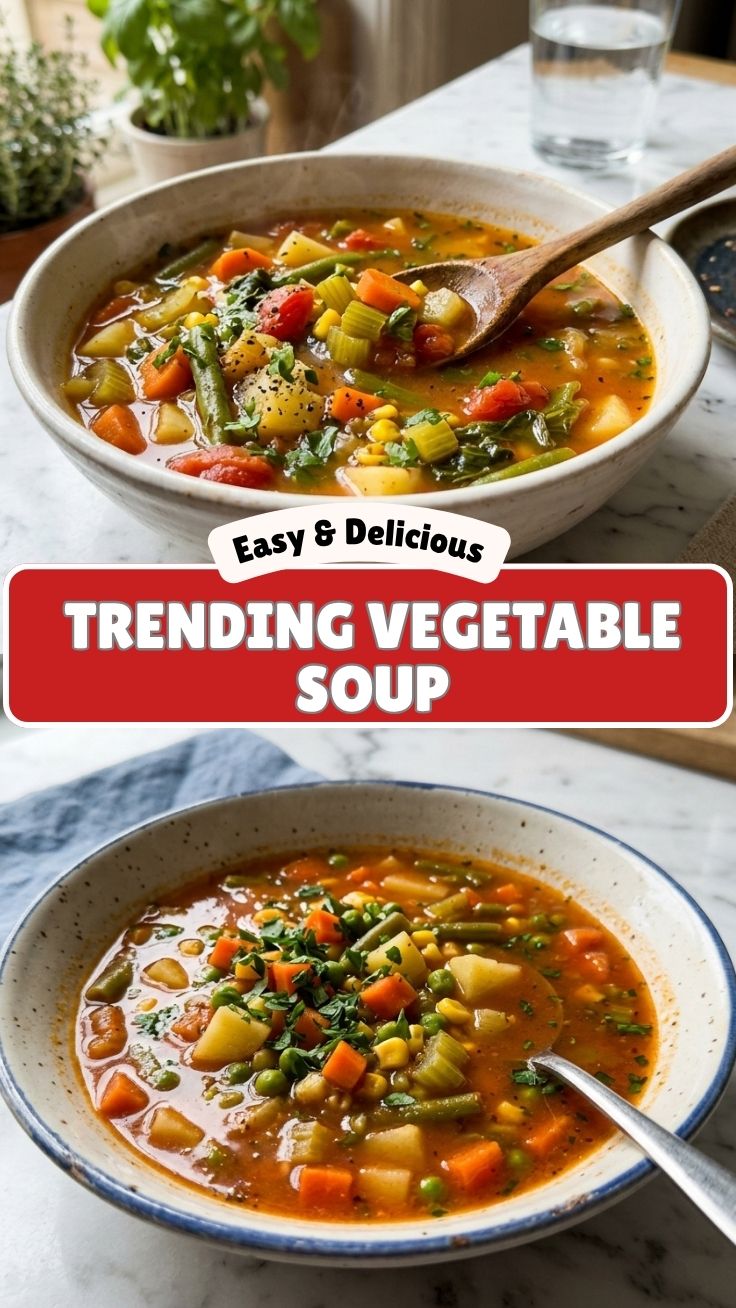 A bowl of hearty vegetable soup, steaming hot and ready to eat