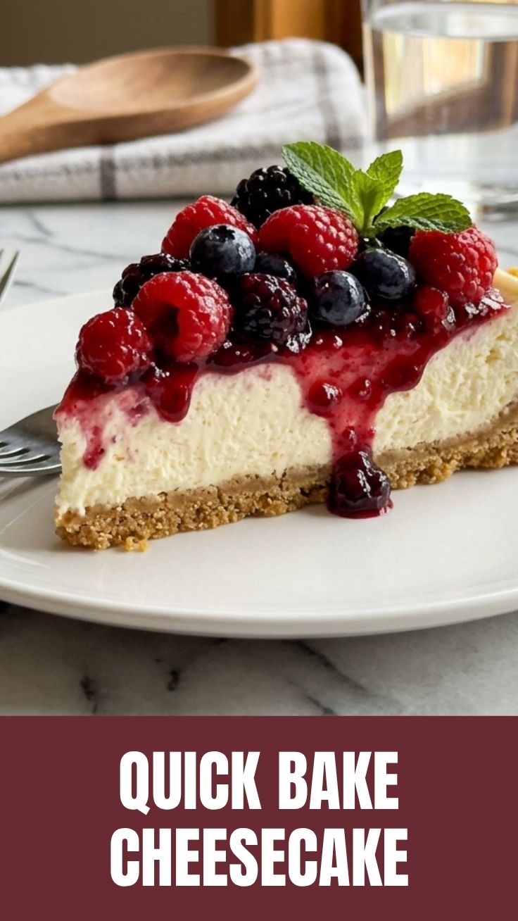 No Bake Cheesecake slice with berry topping