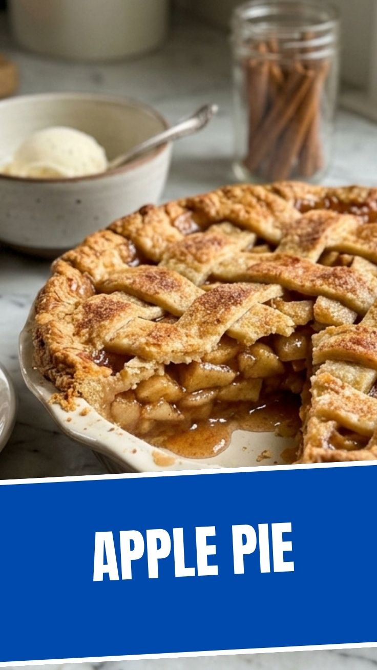 Perfect apple pie cooling on a wire rack after baking