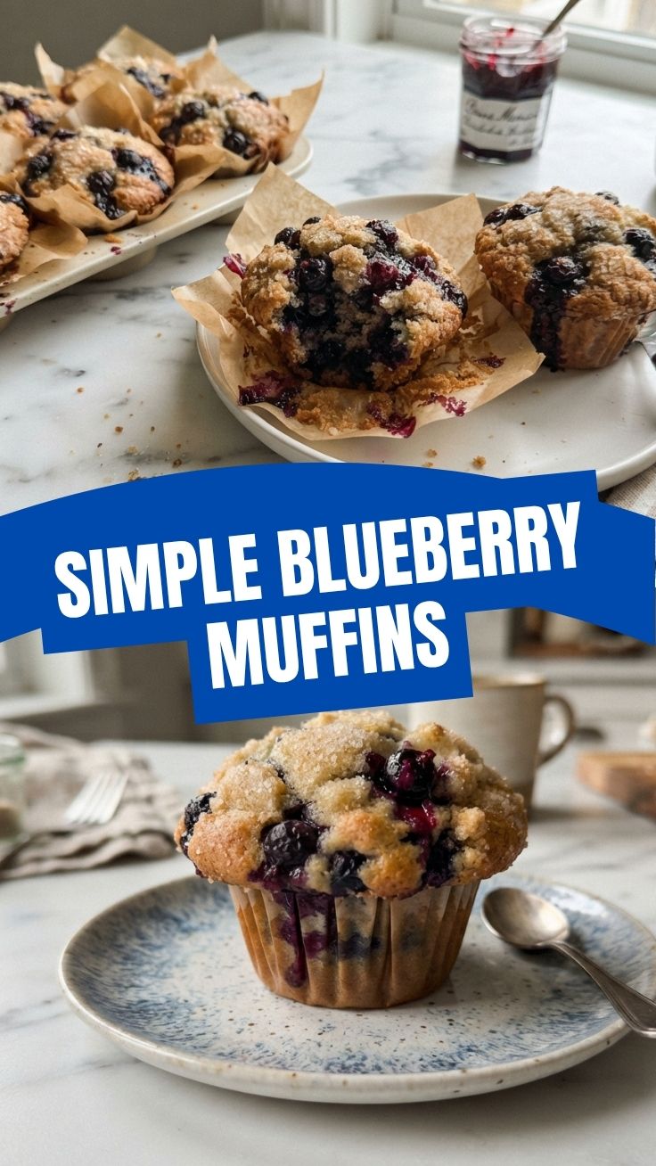Deliciously baked blueberry muffins with golden tops