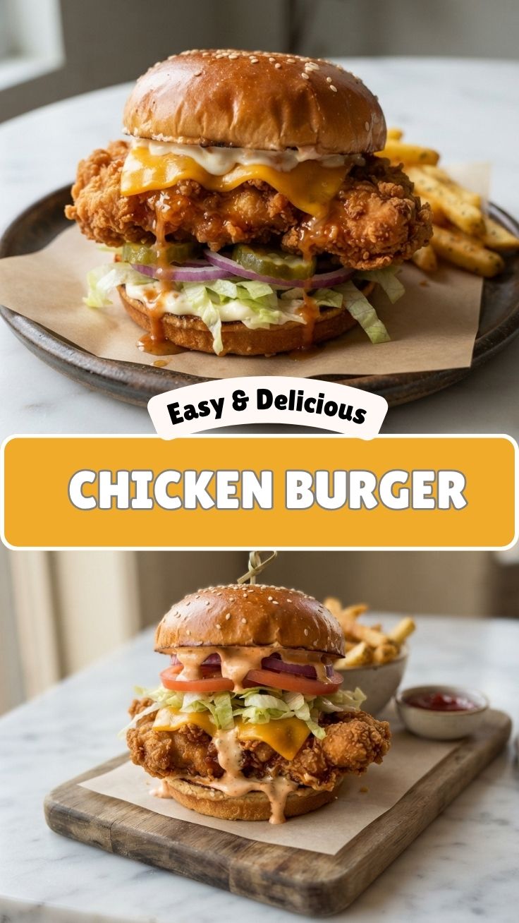 Juicy chicken burger on a bun