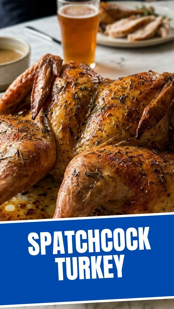 Perfect spatchcock turkey golden and crispy