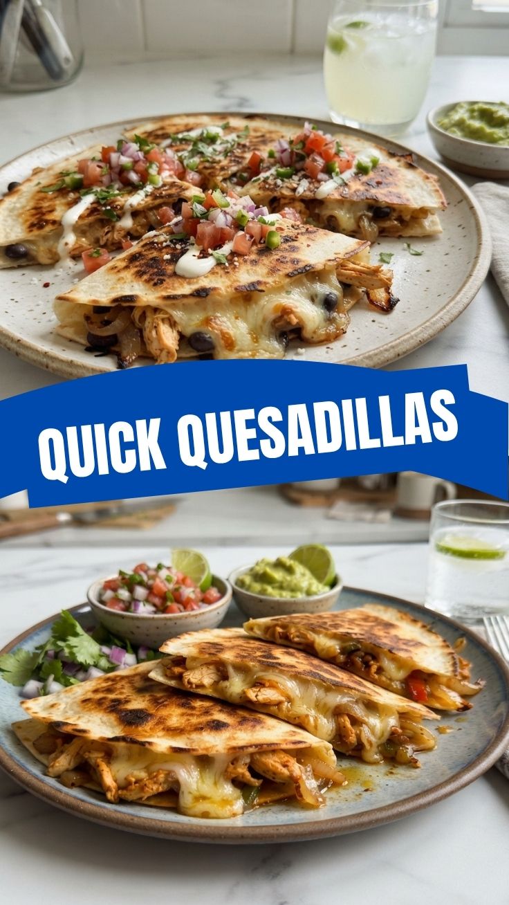 Golden crispy quesadillas with melted cheese