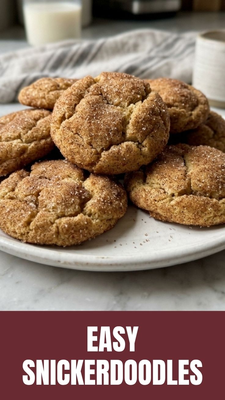 Freshly baked snickerdoodles on a cooling rack