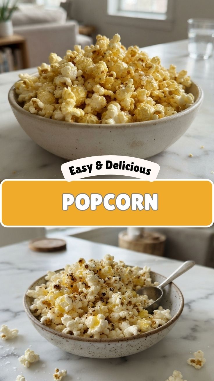 Freshly popped popcorn in a bowl