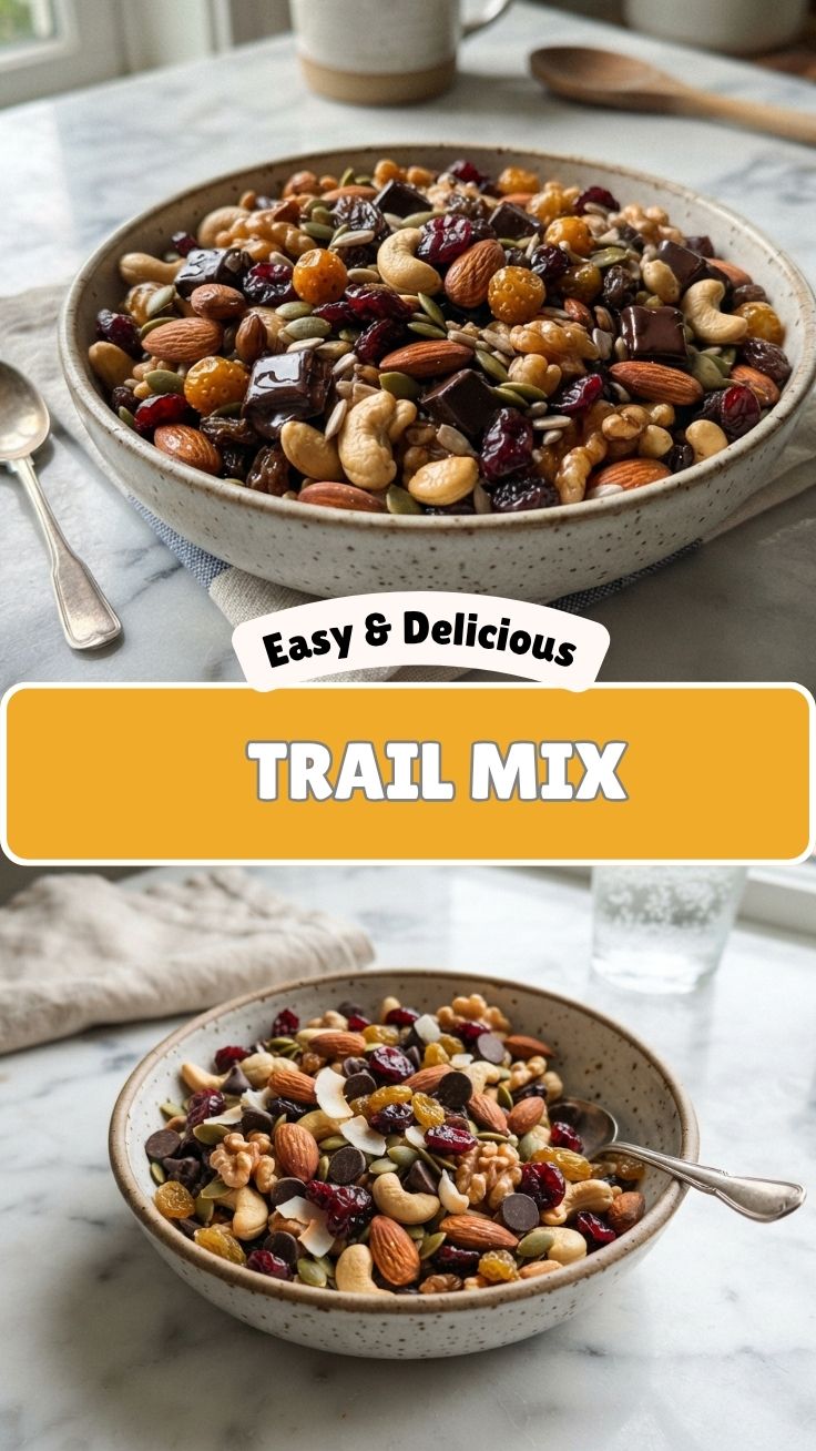 Energizing homemade trail mix in a bowl