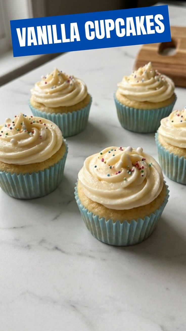 A batch of perfectly baked vanilla cupcakes ready for frosting