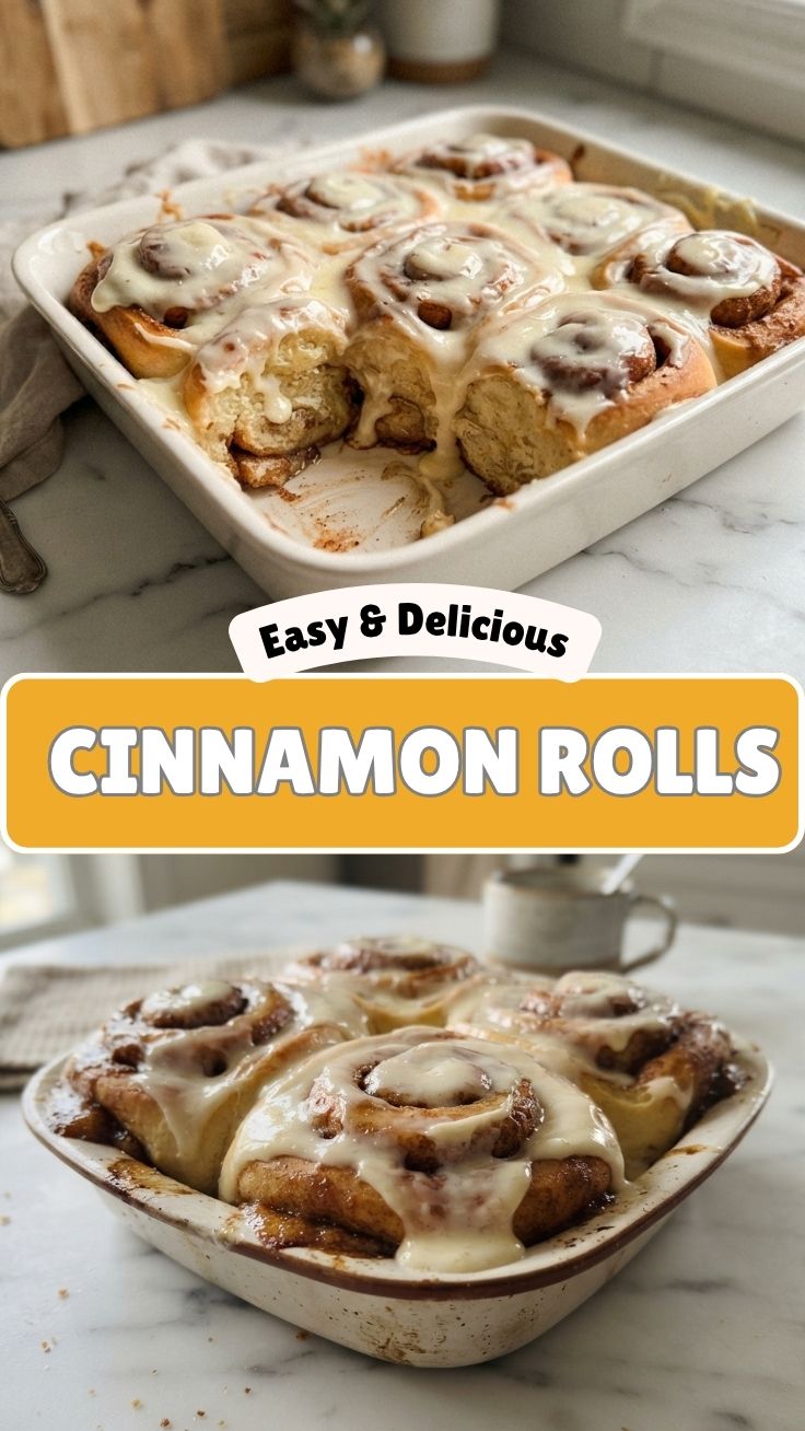 Platter of freshly baked cinnamon rolls with white icing