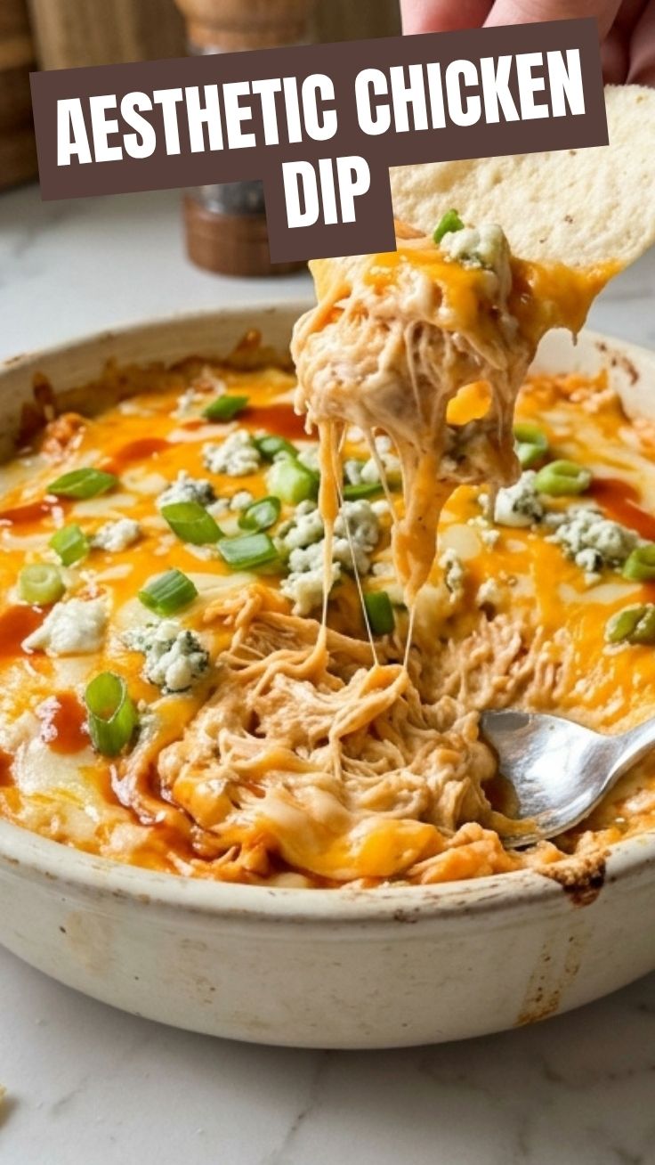 Buffalo Chicken Dip with fresh chives and a crispy top